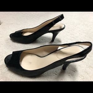 Calvin Klein open toed black pumps